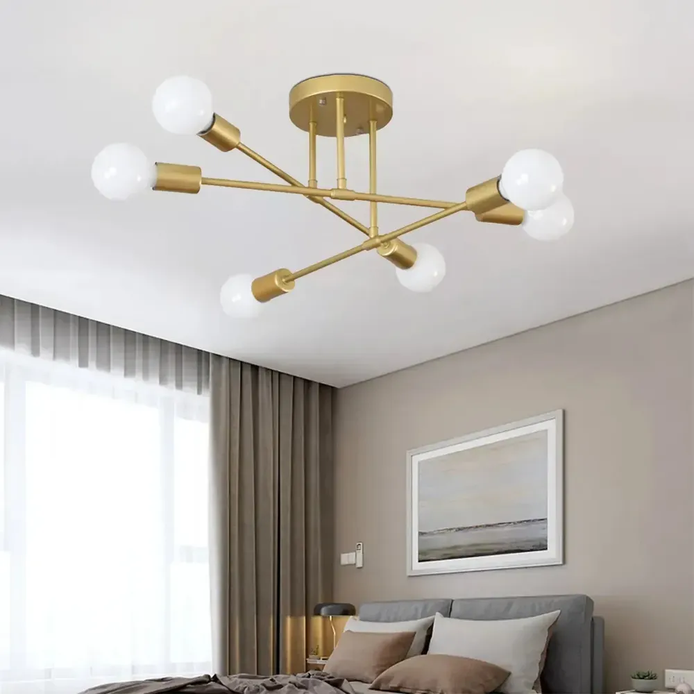 Luminária Lustre Teto Moderno Pendente Para Sala 6 Lâmpadas