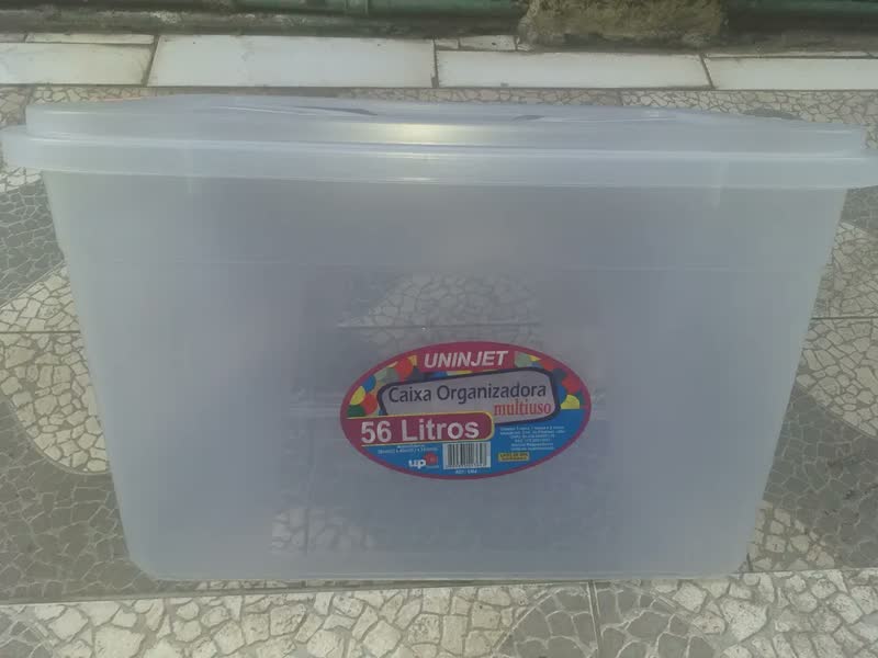 foto de Caixa Organizadora Multiuso Transparente 56 Litros Transparente Lisa