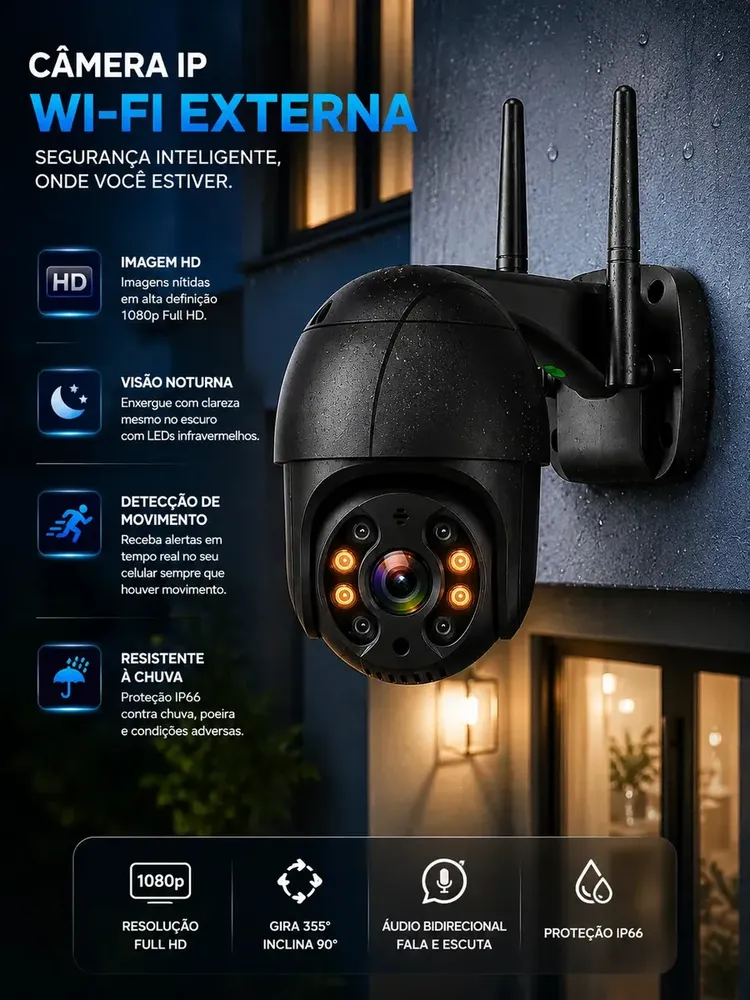 Câmera Segurança Wifi Externa Speed Dome 1080p Infravermelho Ip66 Fantech