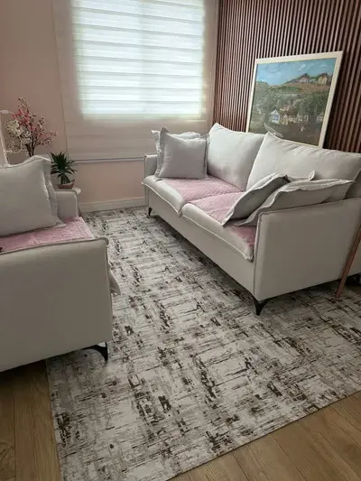 foto de Tapete Sala Quarto Grande 300x200 Algodão Antiderrapante Comprimento 3 M Cor Boho Largura 3 M