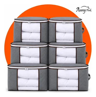 foto de Kit 6 Sacos Edredom Organizadores Guarda Roupa Dobrável Nylon Cobertor Roupa De Cama Travesseiro Organizador Multiuso Com Zíper Alça Reforçada Para Closet Armário Mudança E Armazenamento - Nany Pink