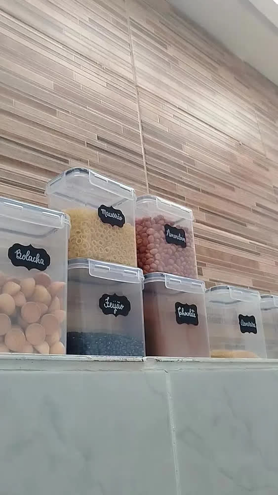 foto de Kit 15 Potes Herméticos - Bpa Free Organizador Com Tampa Para Alimentos, Empilhável, Porta Mantimentos