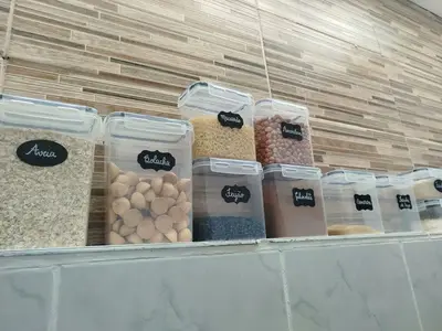 foto de Kit 15 Potes Herméticos - Bpa Free Organizador Com Tampa Para Alimentos, Empilhável, Porta Mantimentos