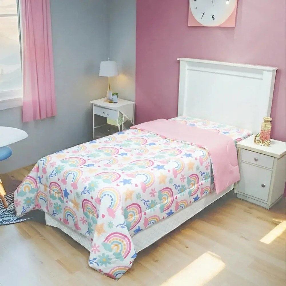 Edredom Cobertor Infantil Arco-íris Colorido E Aconchegante Branco Arco-íris
