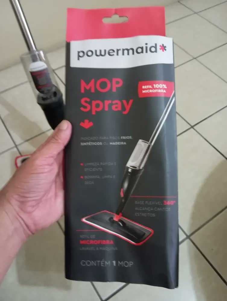foto de Mop Spray Powermaid Sem Balde C/Recipiente E Pano Microfibra