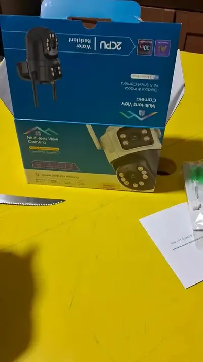 foto de Câmera De Seguranca Externa Ip Wifi 2.4g/5ghz Hd 6mp Lente Dupla App Icsee Visão Noturna, Alarme Luminoso, Rastreamento Automático