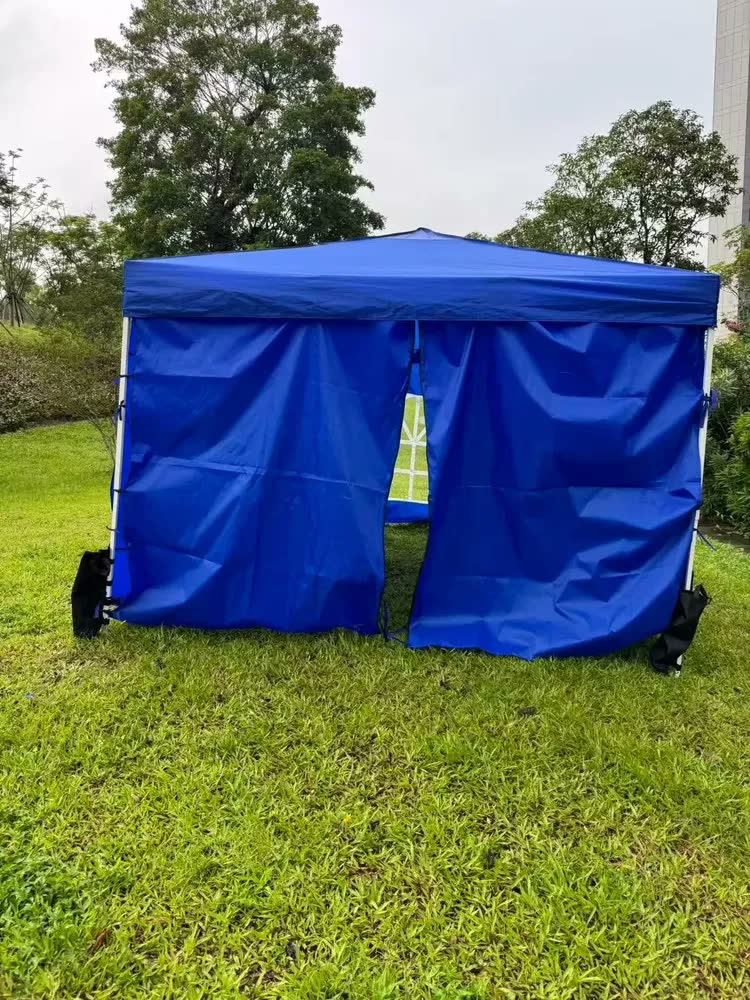 foto de Gazebo Sanfonado 3x3m+4 Tenda Dobrável Impermeável Com 4 Paredes Proteção Uv Para Camping Praia Jardim Churrasco Festa Evento Feiras Barraca Retrátil Estrutura Reforçada Ao Ar Livre Azul