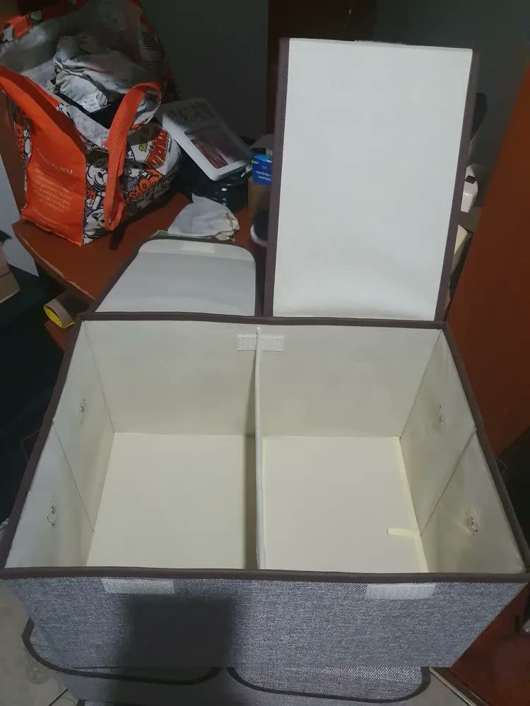 foto de Caixa Organizadora Grande Rígida 2 Compartimentos Dobrável Cor Preta Caixa Resistente Lisa