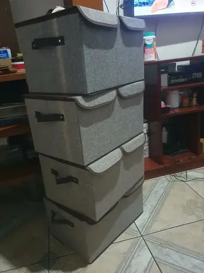 foto de Caixa Organizadora Grande Rígida 2 Compartimentos Dobrável Cor Preta Caixa Resistente Lisa