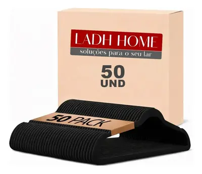 foto de 50 Cabides De Veludo Premium Antideslizantes Closet Elegante Preto