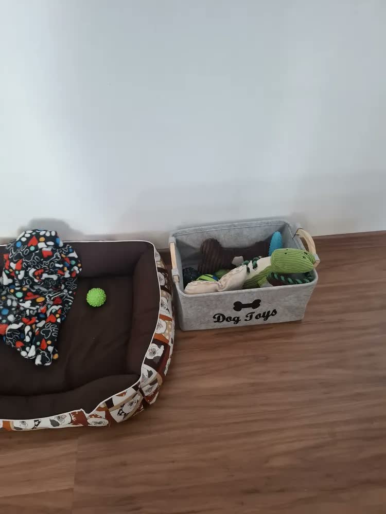 foto de Cesto Organizador Objetos Brinquedos Pet Cachorro Gato Cão Cor Preto