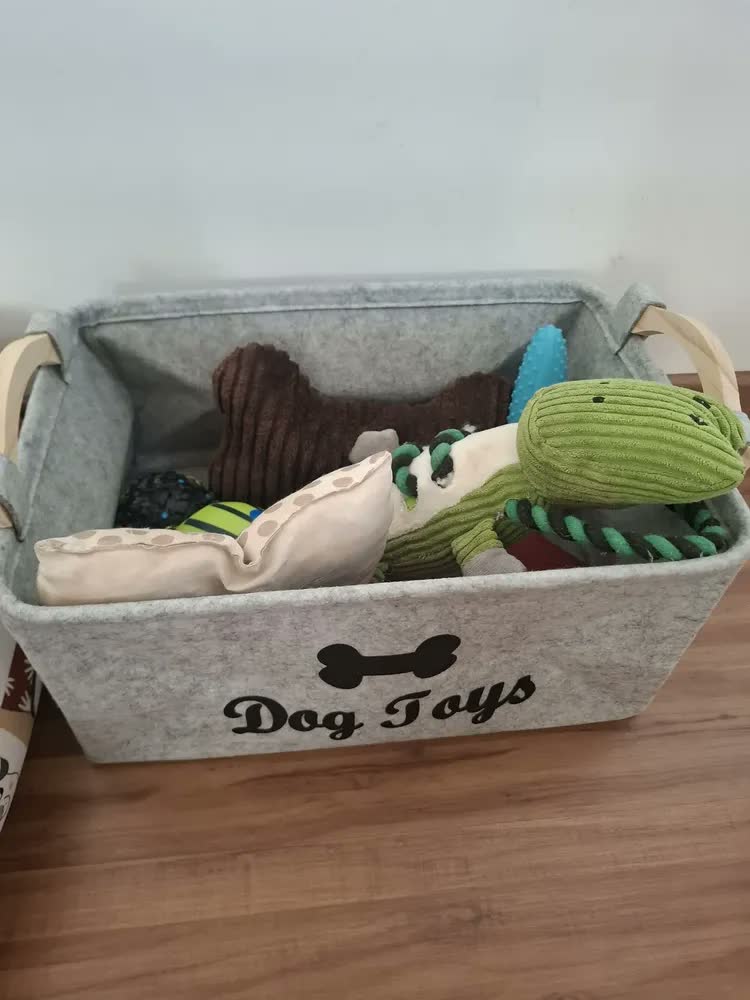 foto de Cesto Organizador Objetos Brinquedos Pet Cachorro Gato Cão Cor Preto
