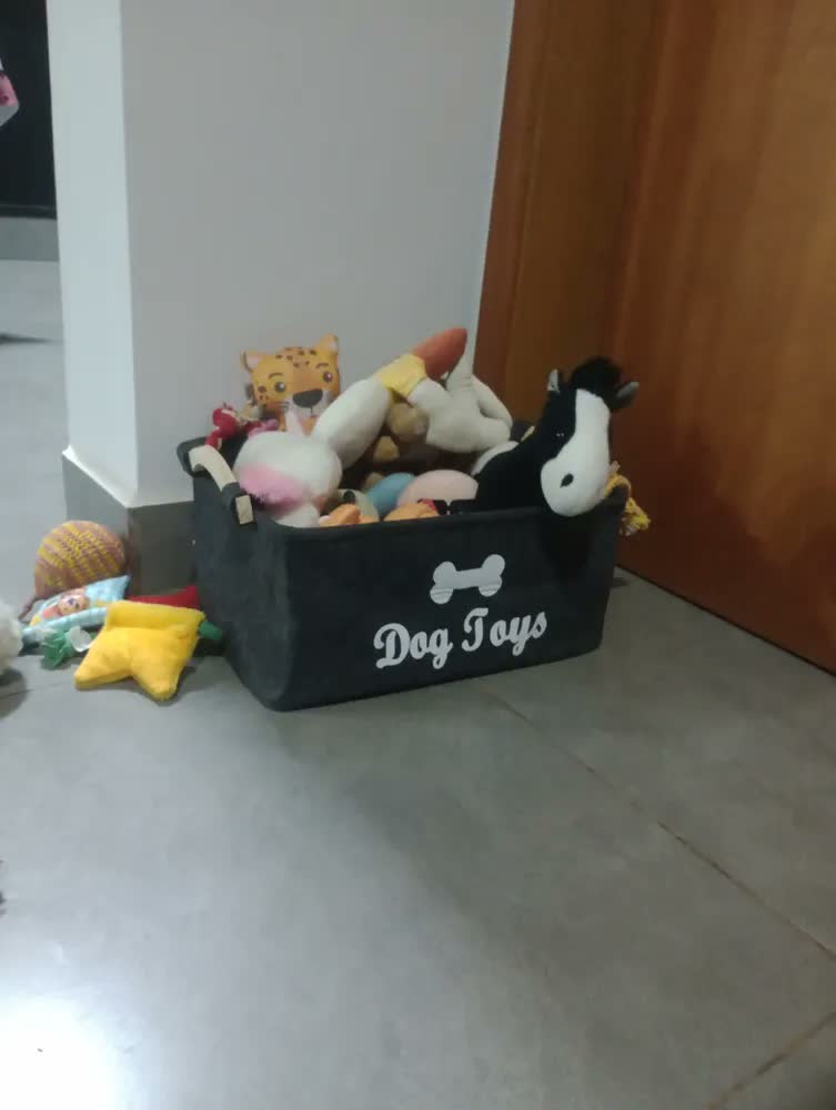 foto de Cesto Organizador Objetos Brinquedos Pet Cachorro Gato Cão Cor Preto
