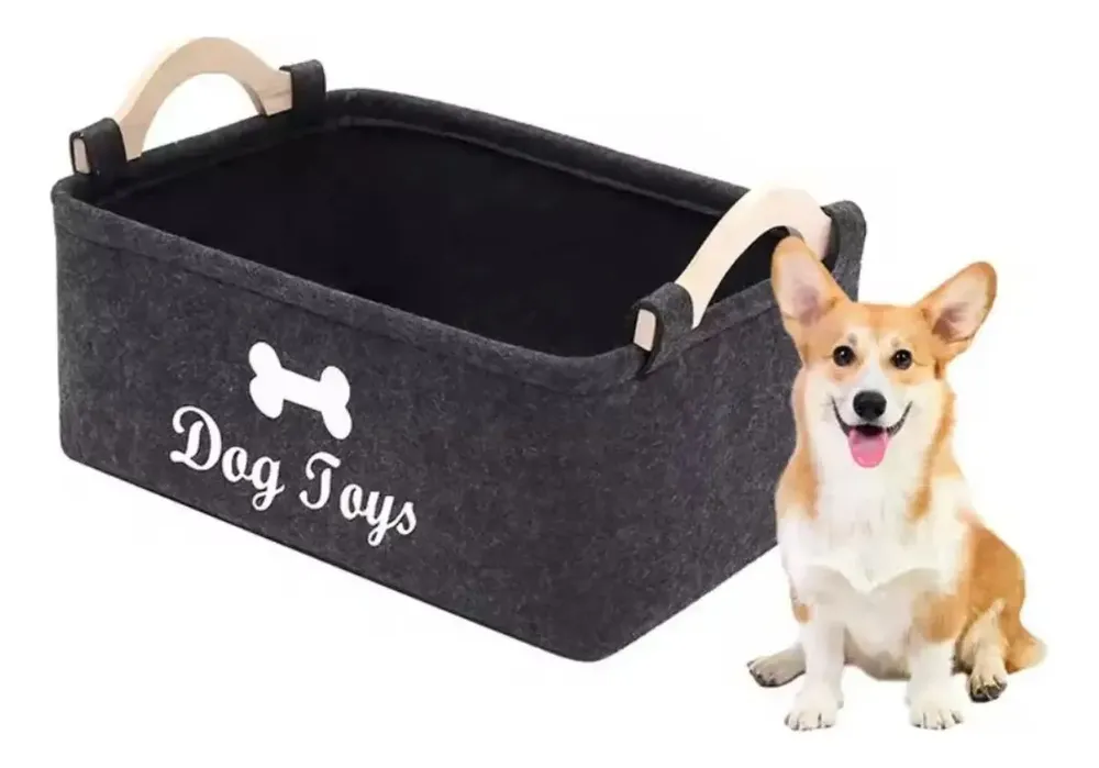 Cesto Organizador Objetos Brinquedos Pet Cachorro Gato Cão Cor Preto