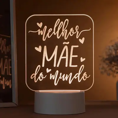 foto de Luminária Led 3d Melhor Mãe Do Mundo - Abajur De Mesa Branco