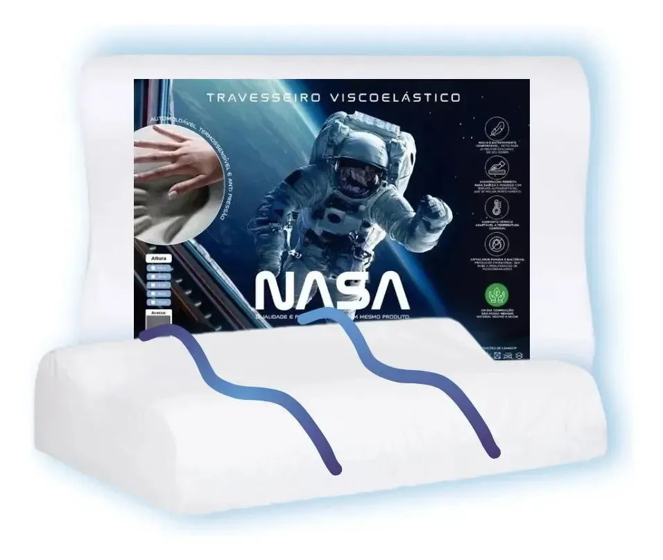 Travesseiro Nasa Cervical Alto Conforto Anatômico Ortopédico Branco