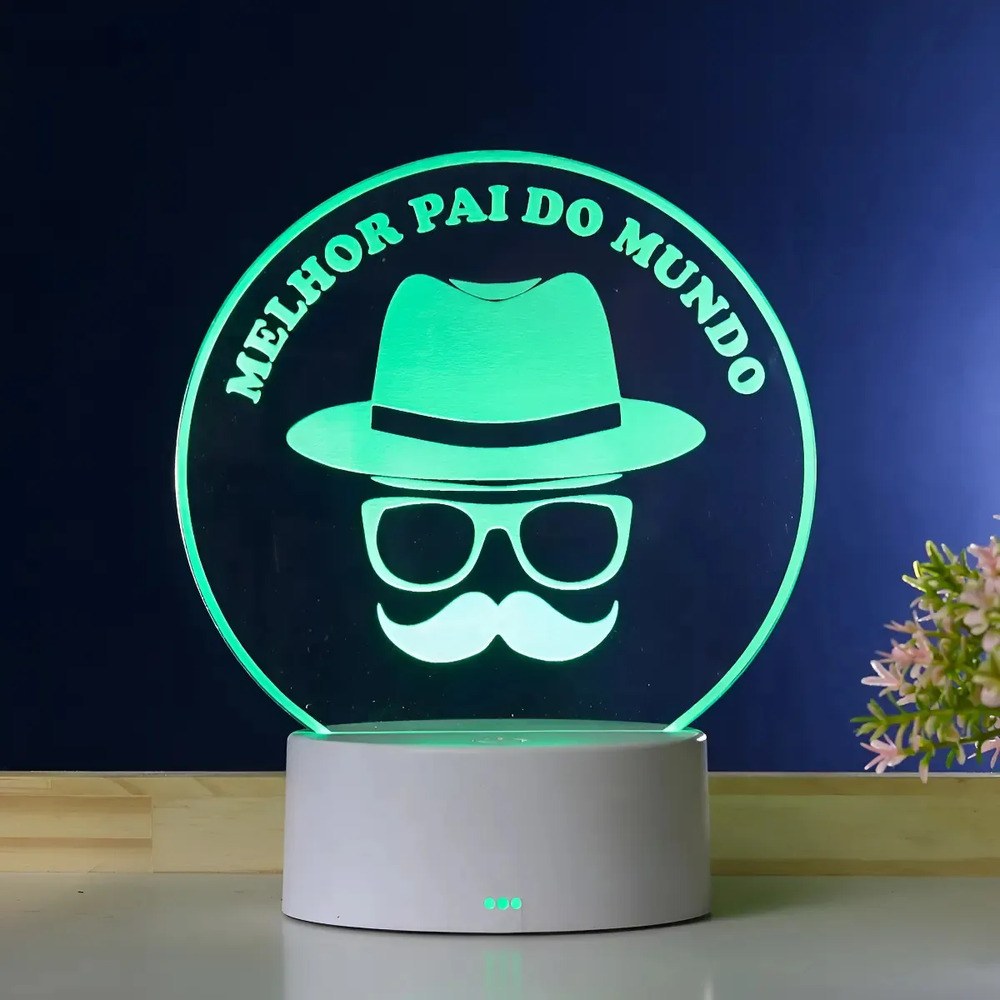 Luminária Melhor Pai Dia Dos Pais Led 3d Poplumos Branco Usb