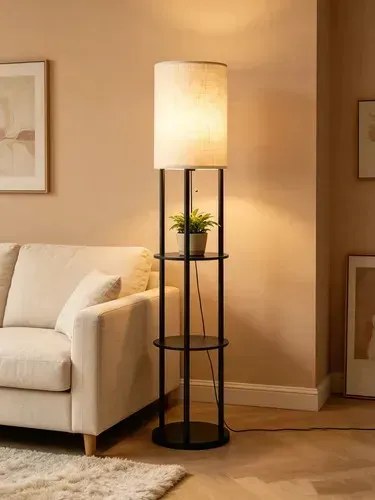 Luminária prática de três níveis para casa moderna, com prateleiras, ideal para a sala de estar e o quarto