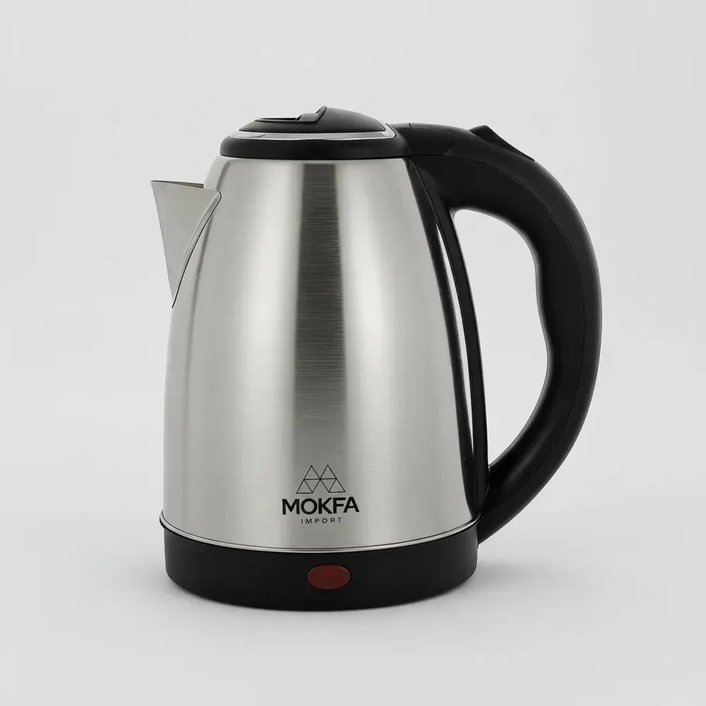 Chaleira Jarra Elétrica Inox Prata Fosco Ferver Água 2L Desliga Automático Com Bico e Tampa Mokfa Import 110v 220v