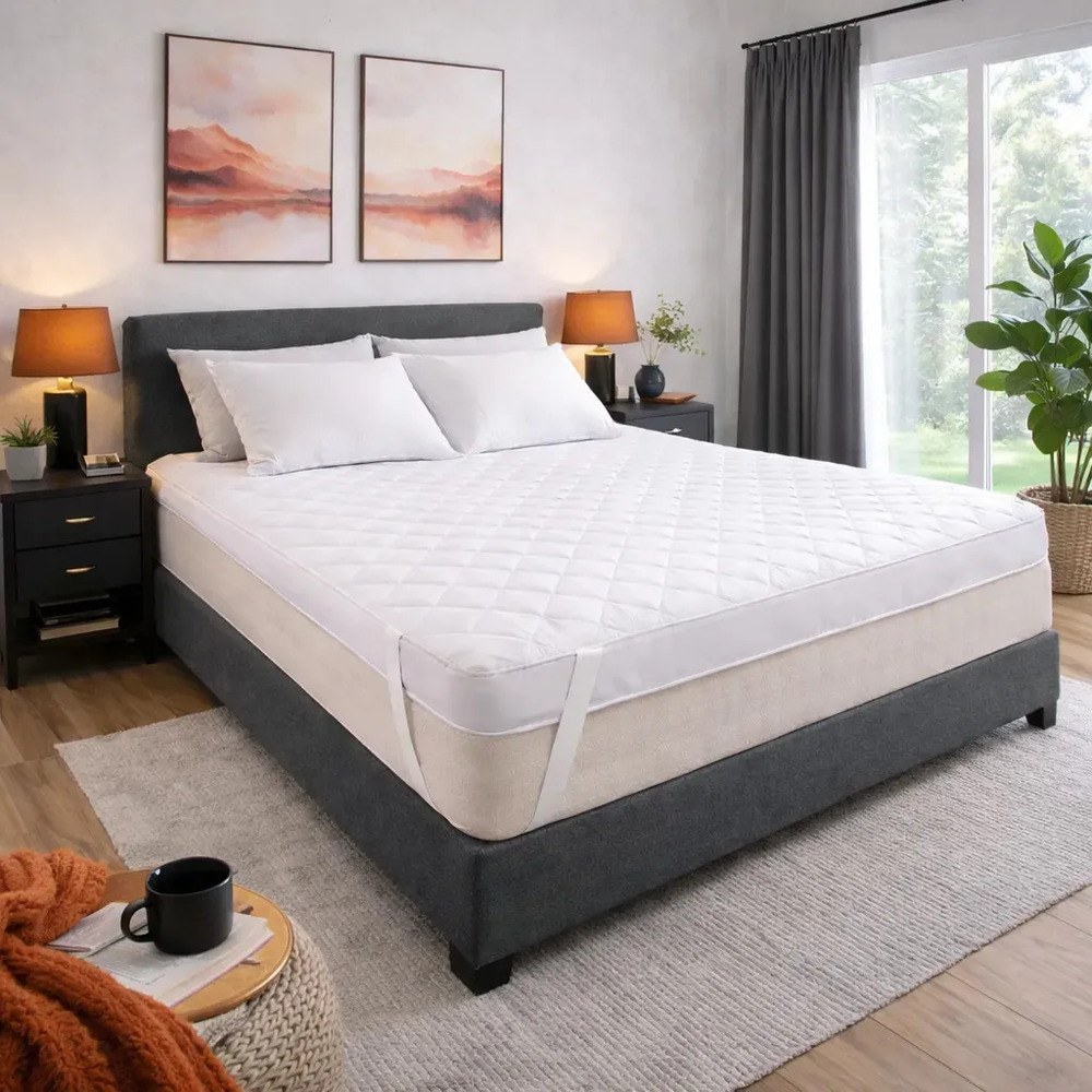 Protetor de colchão Pillow Top King Pillow Top King Conforto Extra Pillow Top Premium branco com design liso - casal de 7.5cm x 198cm x 203cm