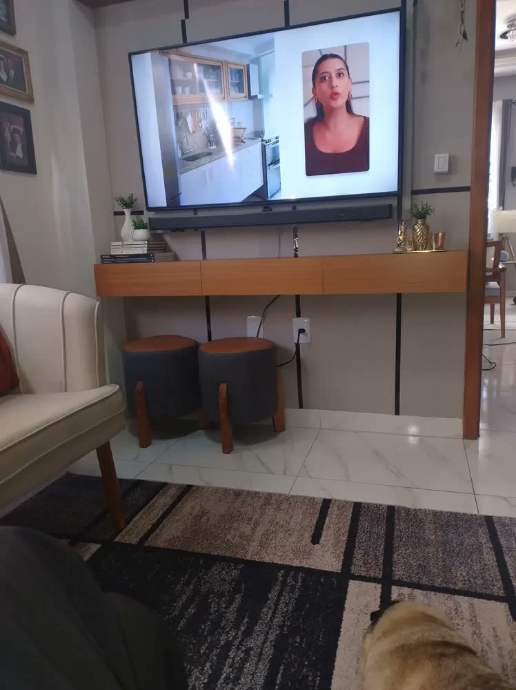 foto de Rack Aparador Suspenso 3 Portas Linea Até 75'' 160cm Off White