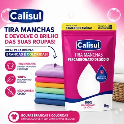 foto de Percarbonato De Sódio 100% Puro Tira Manchas Alvejante - 1kg Calisul