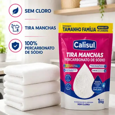 foto de Percarbonato De Sódio 100% Puro Tira Manchas Alvejante - 1kg Calisul