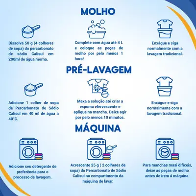foto de Percarbonato De Sódio 100% Puro Tira Manchas Alvejante - 1kg Calisul