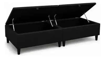 foto de Base Box Solteiro Preto Bau Box Solteiro Dobravel Suede 188 Preto