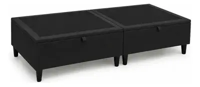 foto de Base Box Solteiro Preto Bau Box Solteiro Dobravel Suede 188 Preto