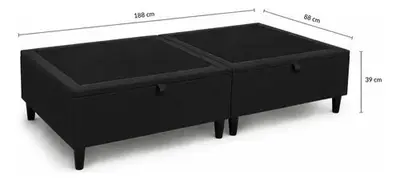 foto de Base Box Solteiro Preto Bau Box Solteiro Dobravel Suede 188 Preto