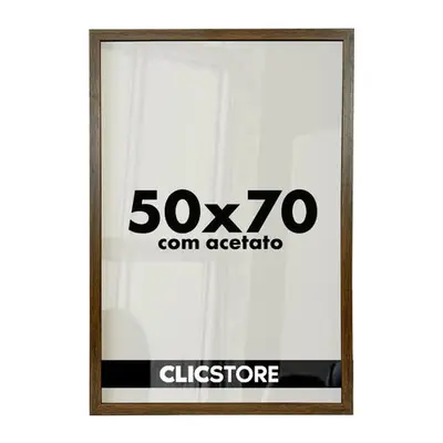 foto de Moldura 50x70 com Acetato para Poster Quadros Foto Fotografia Diploma Quebra Cabeça Sala Quarto Clic Store Cor Marrom