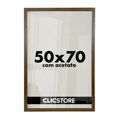 foto de Moldura 50x70 com Acetato para Poster Quadros Foto Fotografia Diploma Quebra Cabeça Sala Quarto Clic Store Cor Marrom