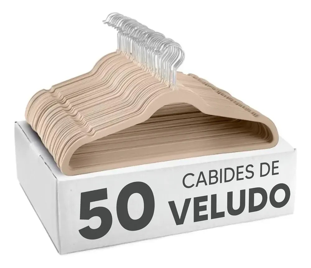 Kit 50 Cabides Kparts Aveludado Preto E Cinza Bege